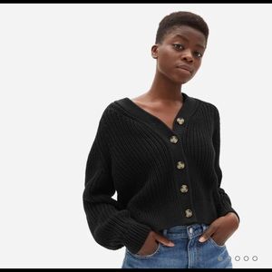 XS Everlane texture cotton cardigan in black